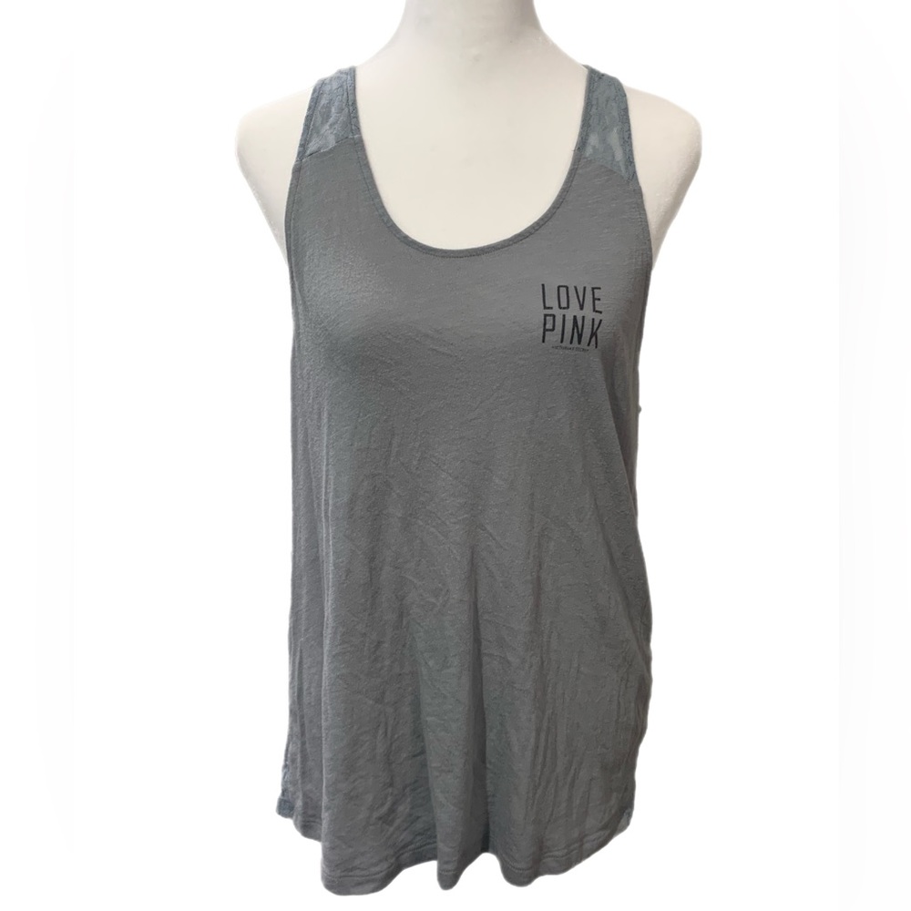 PINK Victoria’s Secret grey lace tank top